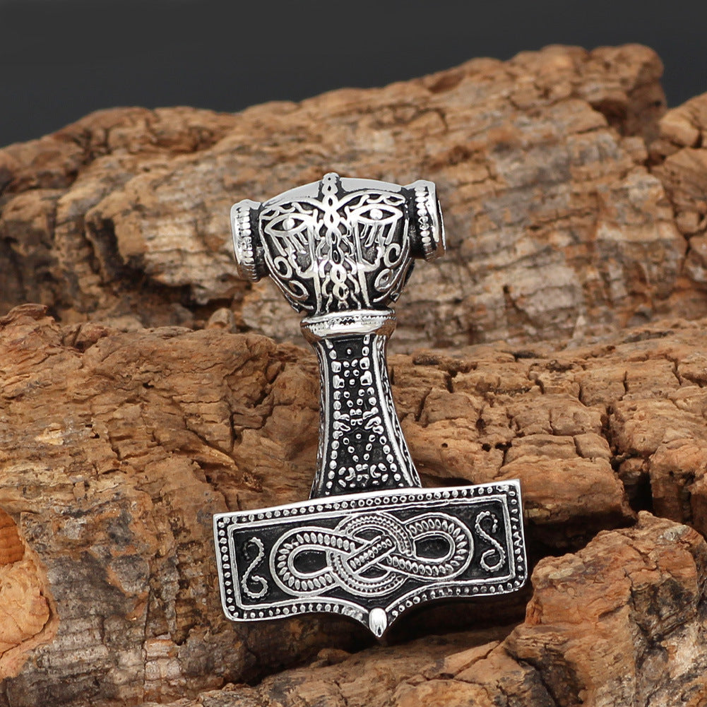 Stainless Steel The Mjolnir Pendant With Knot work