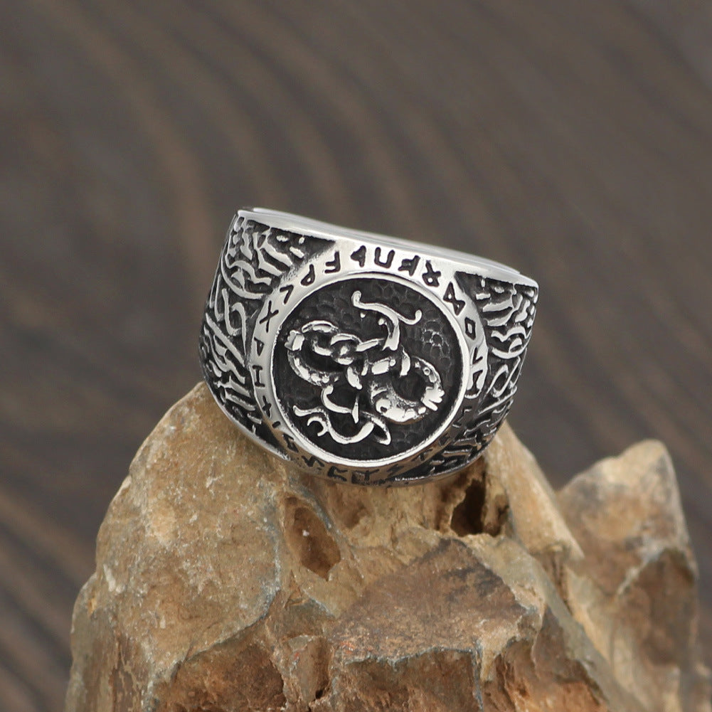 Power of the Serpent with this Intricate Viking Ring!