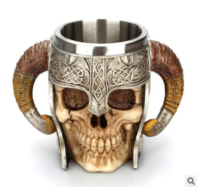 Viking Ram Horned Pit Lord Warrior Skull Mug