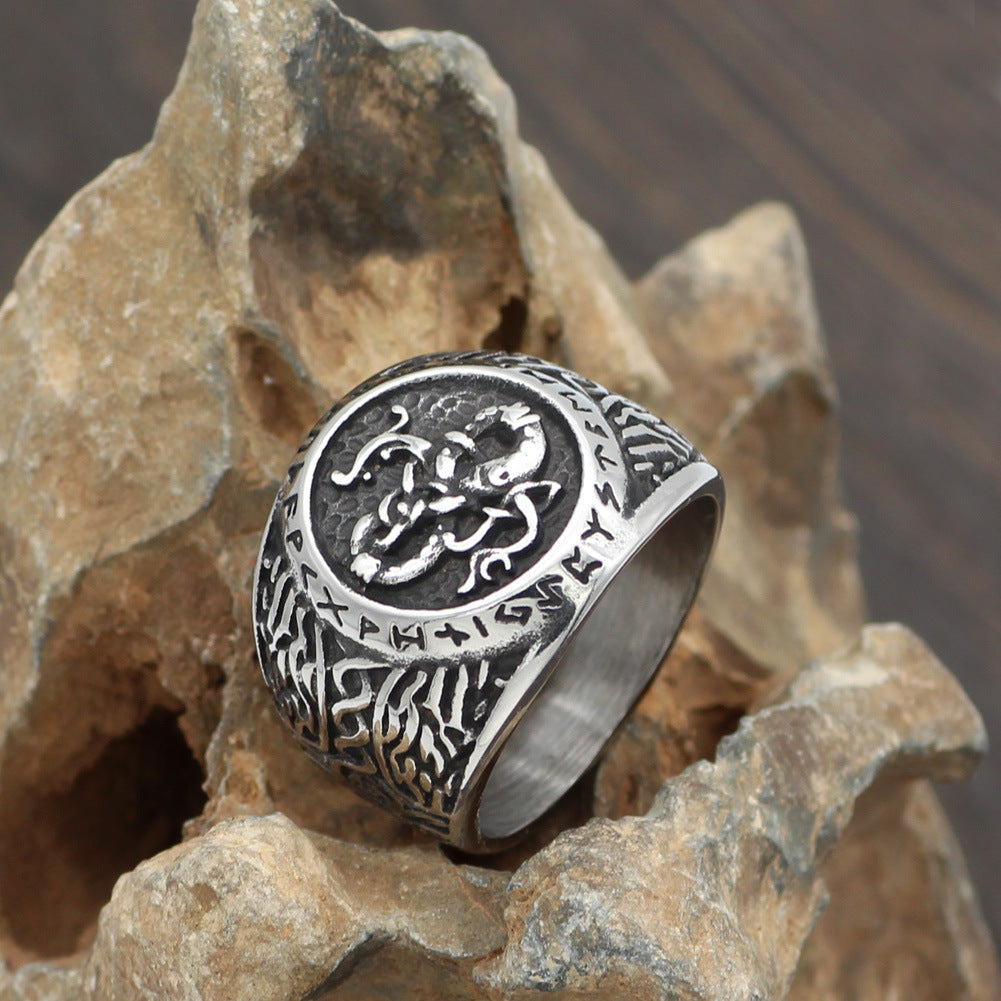 Power of the Serpent with this Intricate Viking Ring!