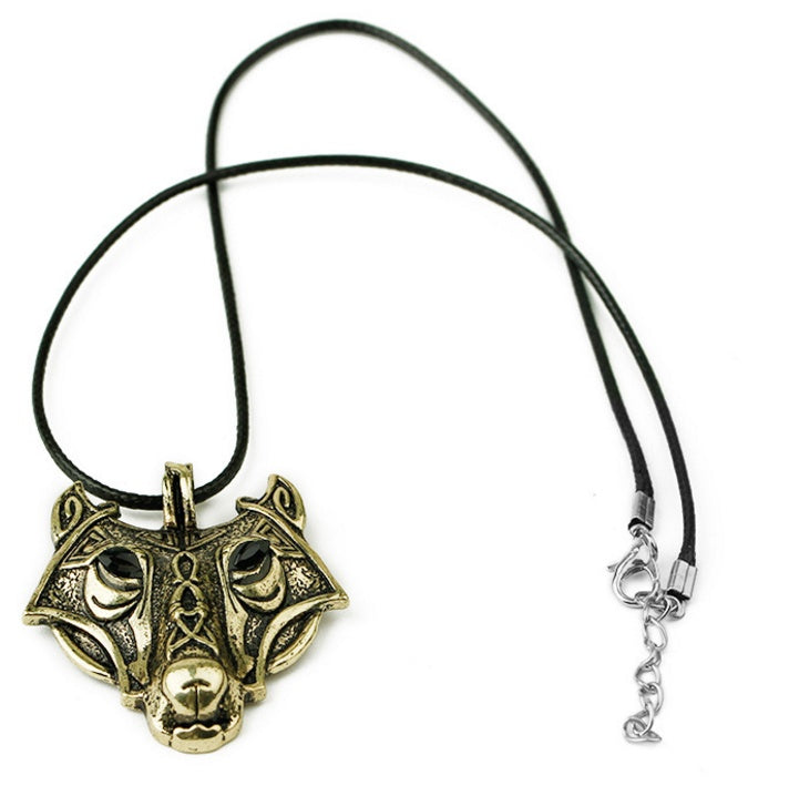 Norse Vikings Pendant Necklace Norse Wolf Head Necklace  Wolf Head hang