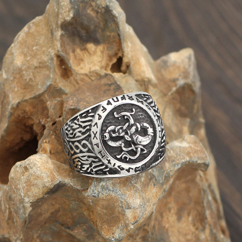 Power of the Serpent with this Intricate Viking Ring!