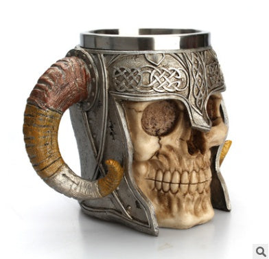 Viking Ram Horned Pit Lord Warrior Skull Mug