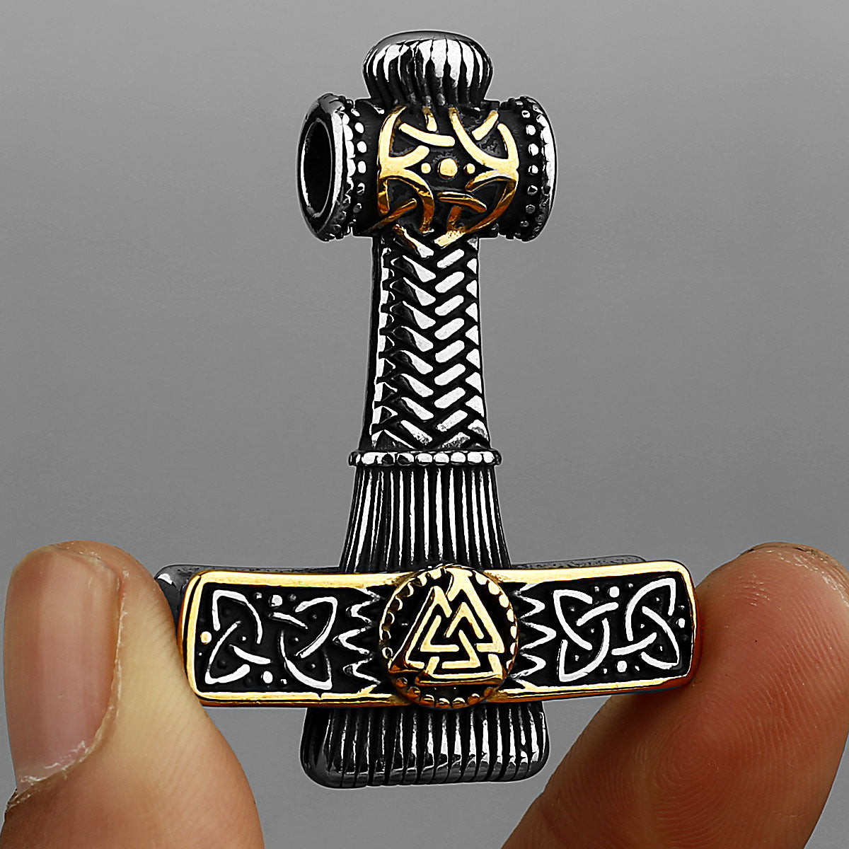 Thor's Hammer Necklace with Intricate Knotwork: A Symbol of Strength and Resilience