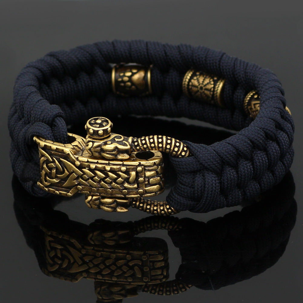 Stainless Steel Viking Dragon Combination On Bracelet