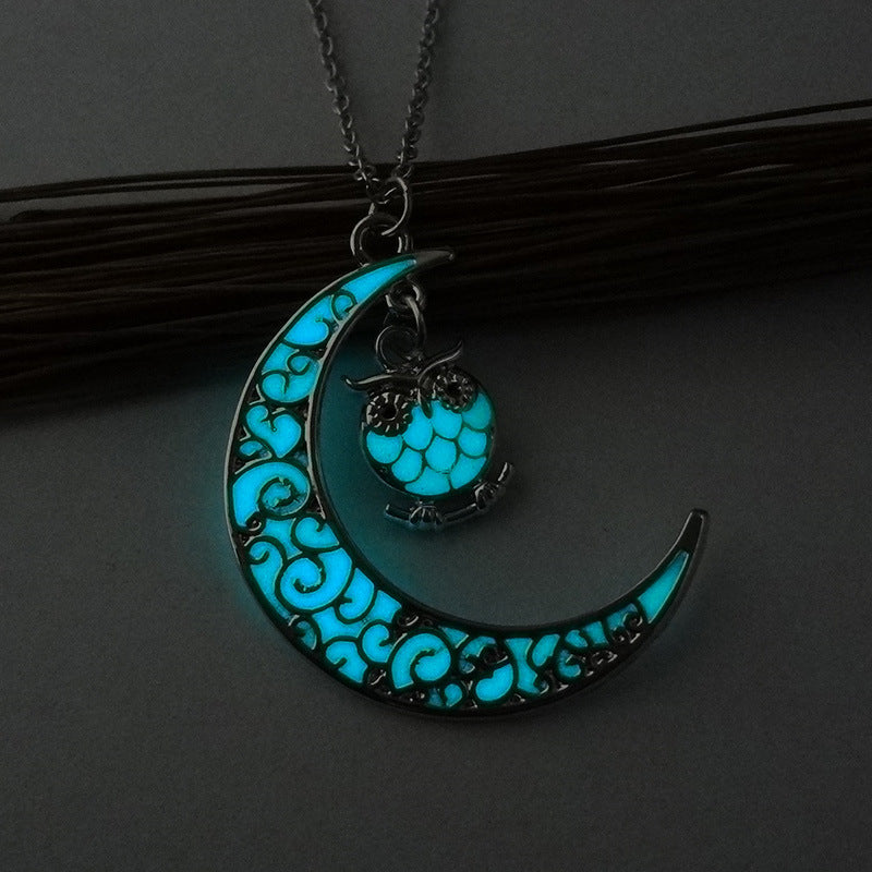 Moon Glow in the Dark Silver Plated Moon Locket Necklace