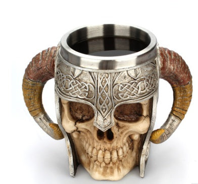 Viking Ram Horned Pit Lord Warrior Skull Mug