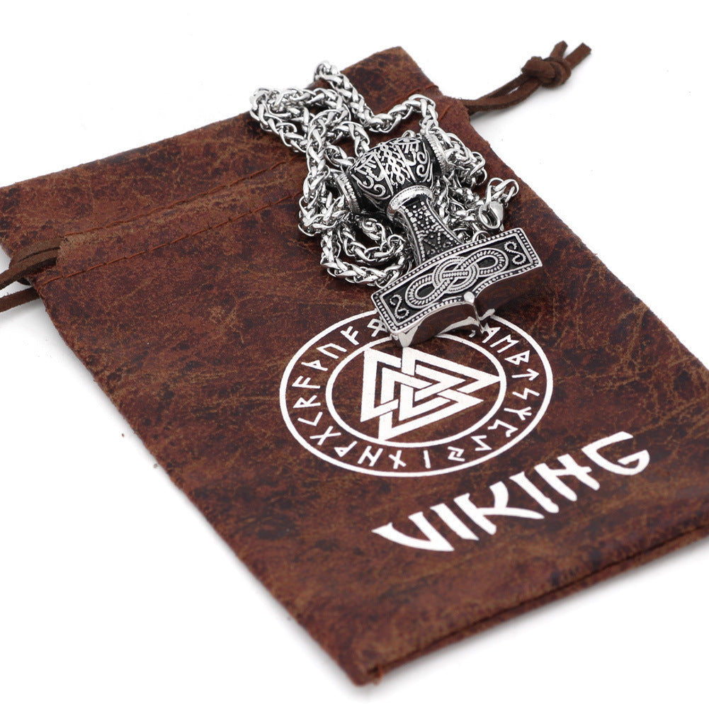 Stainless Steel The Mjolnir Pendant With Knot work