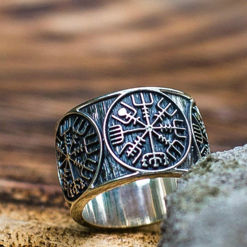 Invoke the Power of Ancient Symbols with Our Helm of Awe Viking Ring!