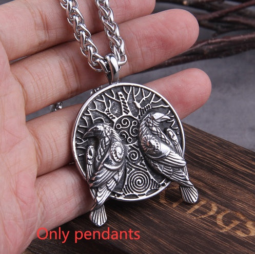 Vintage Norse Mythology Viking Odin Raven Pendant