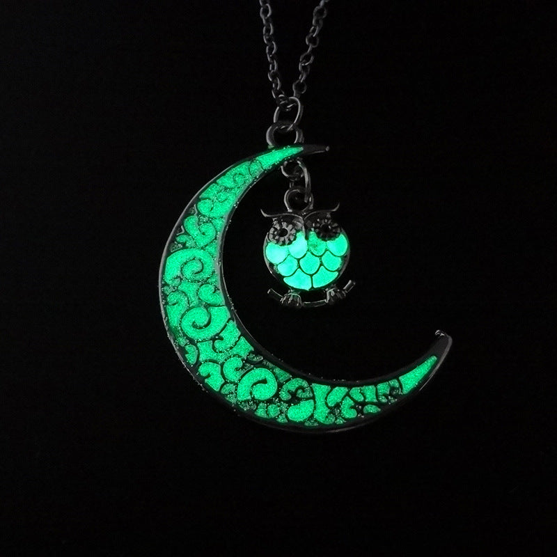 Moon Glow in the Dark Silver Plated Moon Locket Necklace