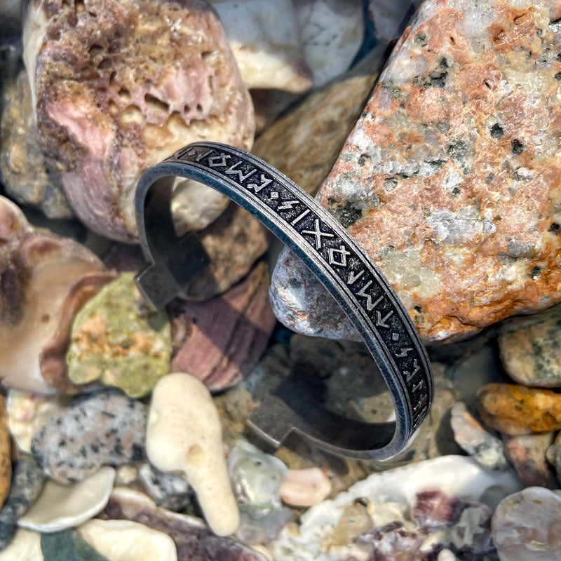 Vintage Rune Etched Titanium Bracelet