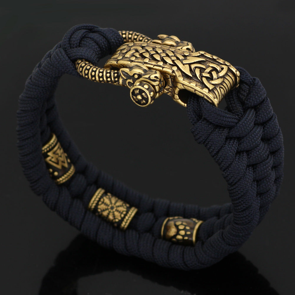 Stainless Steel Viking Dragon Combination On Bracelet