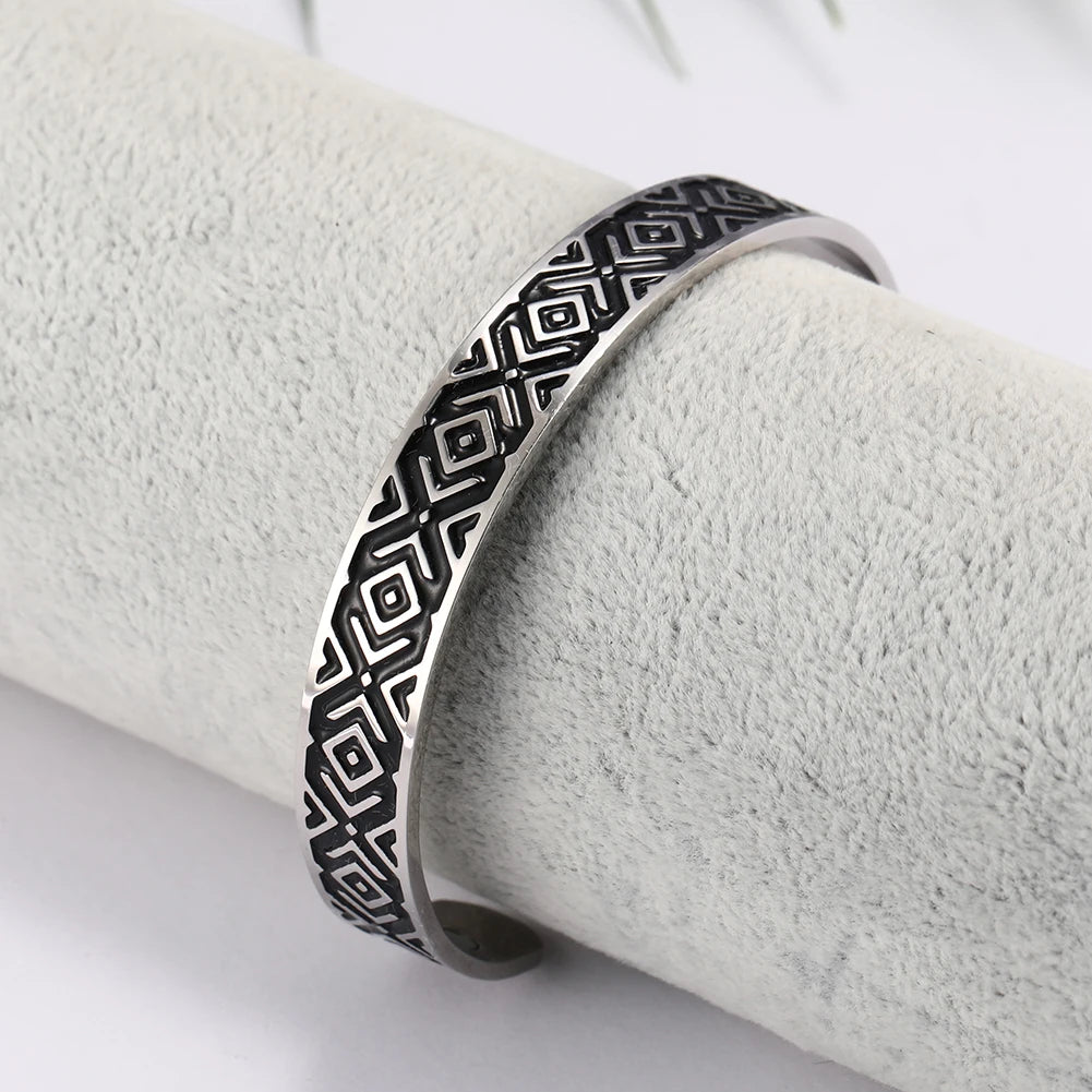 Teamer Stainless Steel Nordic Viking Runes Bangle Men Women Wicca Amulet Vintage Tree of Life Cuff Bracelet Jewelry Couple Gifts