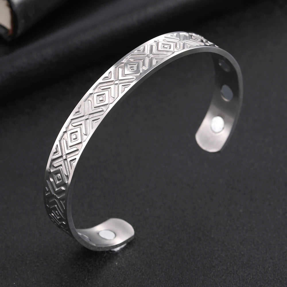 Teamer Stainless Steel Nordic Viking Runes Bangle Men Women Wicca Amulet Vintage Tree of Life Cuff Bracelet Jewelry Couple Gifts