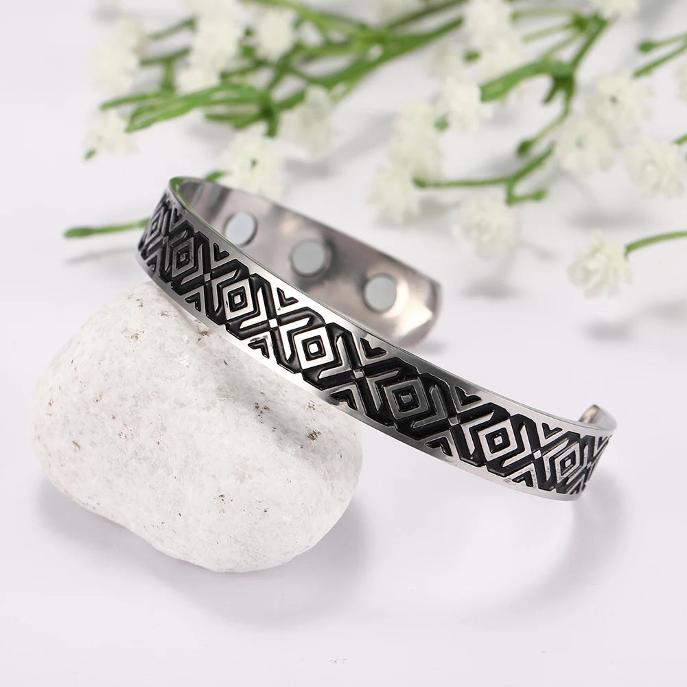 Teamer Stainless Steel Nordic Viking Runes Bangle Men Women Wicca Amulet Vintage Tree of Life Cuff Bracelet Jewelry Couple Gifts