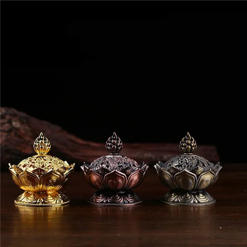 Lotus Flower Brass Mini Metal Incense Burner