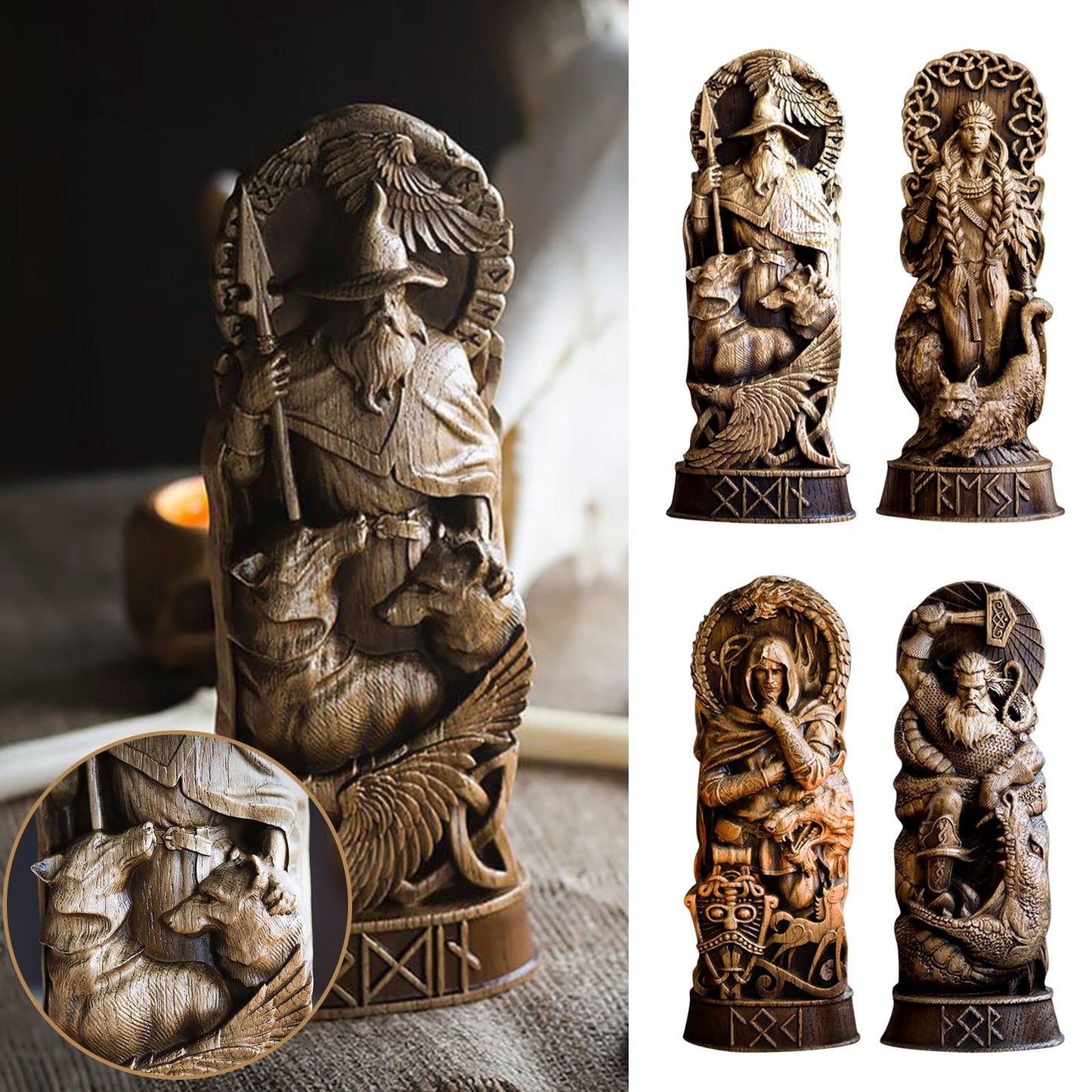 Odin Ornament Home Decoration Resin Statues Decorative Scandinavian Desktop House Ornament Figurines Pantheons Norse Gods