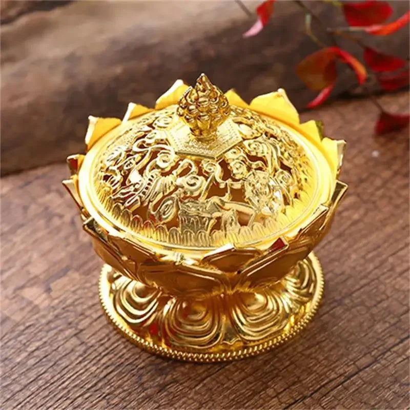 Lotus Flower Brass Mini Metal Incense Burner