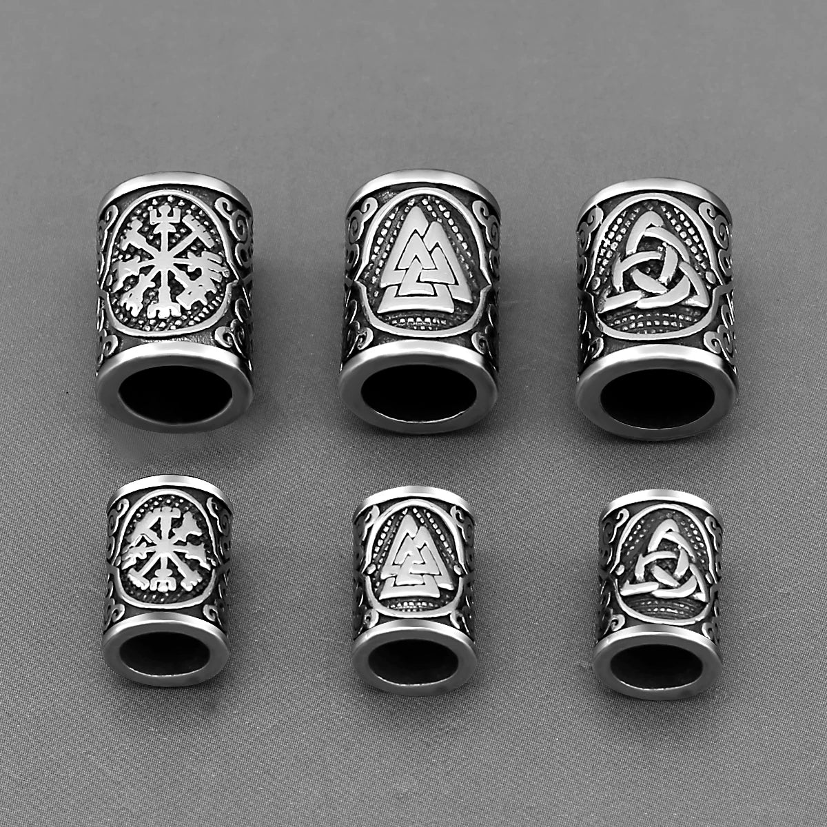 Stainless Steel Viking Rune Beads 6 Mm8mm Large Hole Hair Beard Beads Bracelet Small Jewelry Making Accessories Wholesale