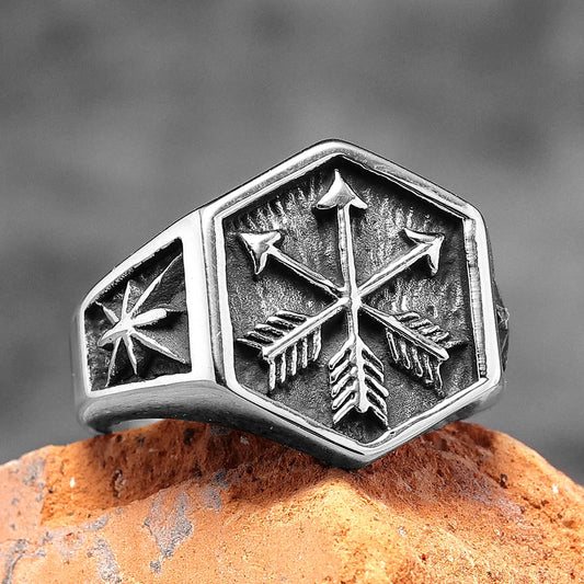 Inner Viking with this Arrow-Adorned Celtic Knot Ring