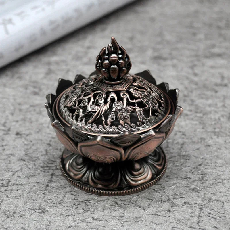 Lotus Flower Brass Mini Metal Incense Burner