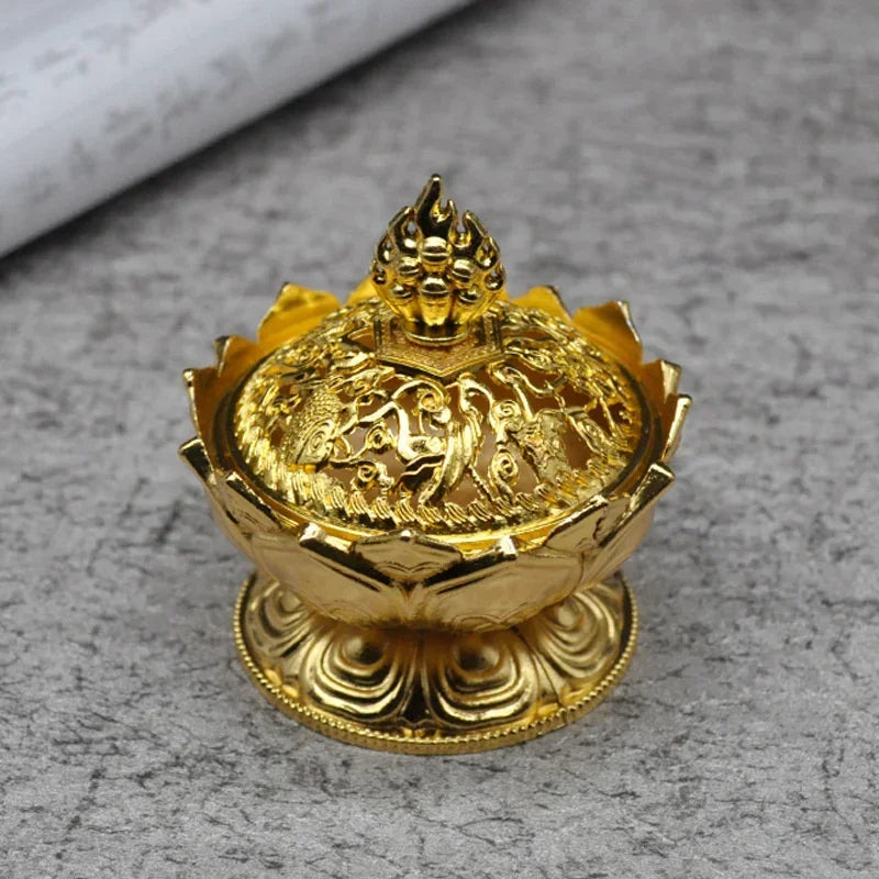 Lotus Flower Brass Mini Metal Incense Burner