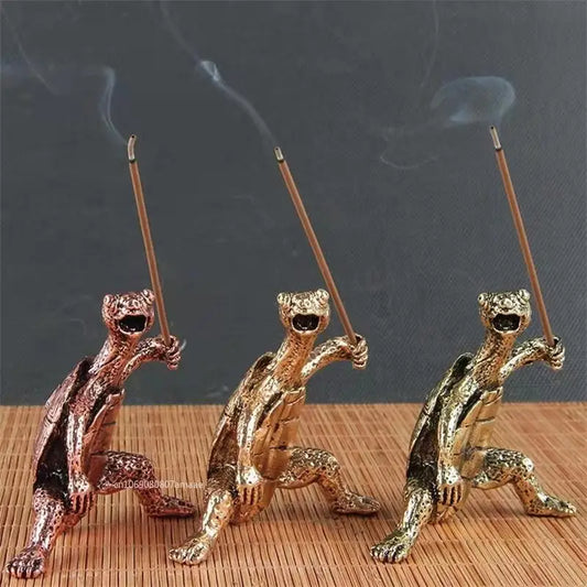 Mini Turtle Shape Incense Censer Sandalwood Stick Holder Vintage Bronze Animal Incense Holder Burner Stand Gift Home Desk Decor