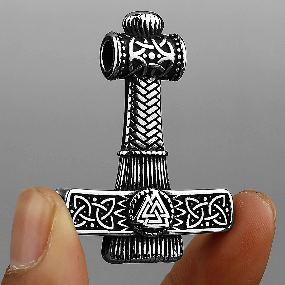 Thor's Hammer Necklace with Intricate Knotwork: A Symbol of Strength and Resilience