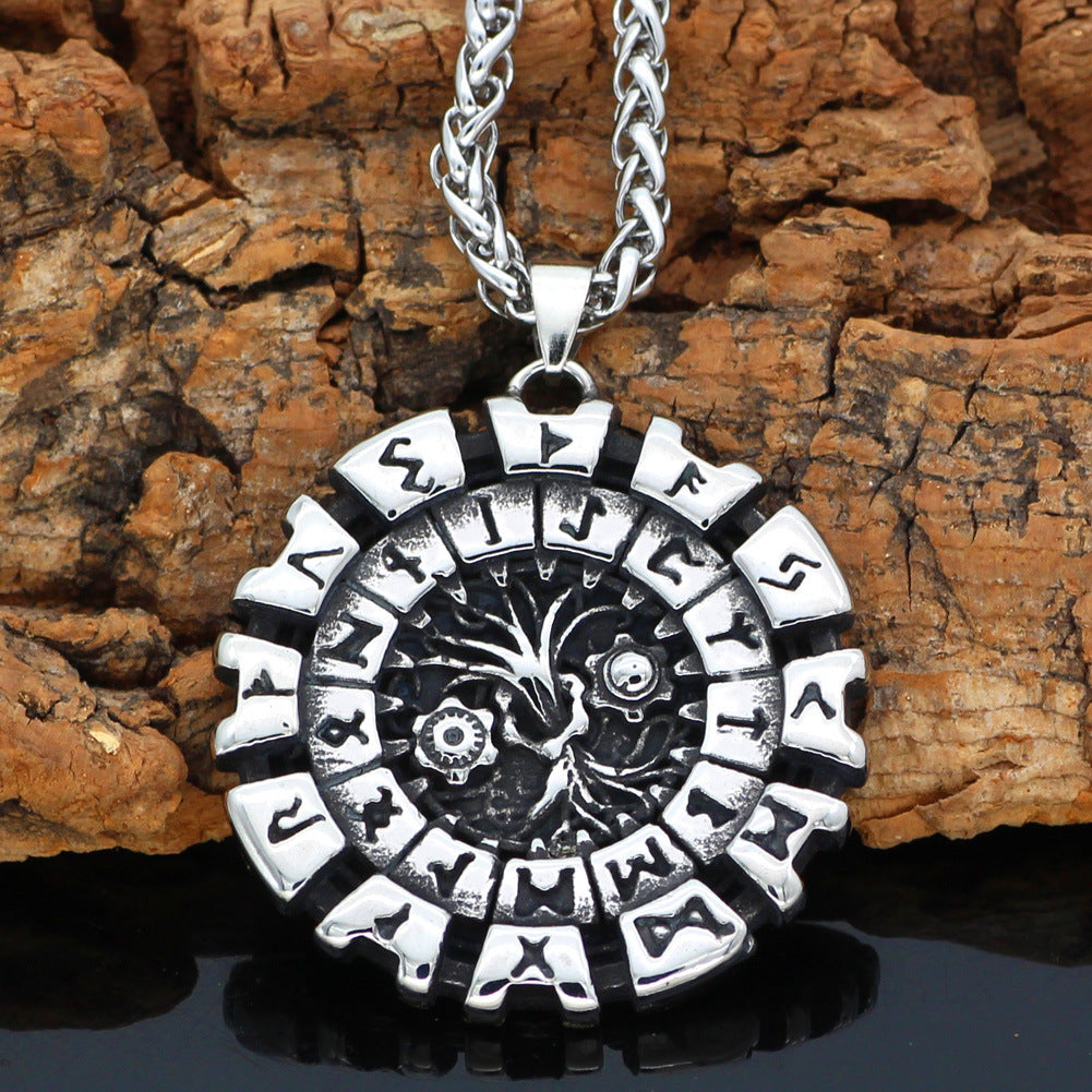 Rune Life Tree Titanium Steel Pendant Necklace