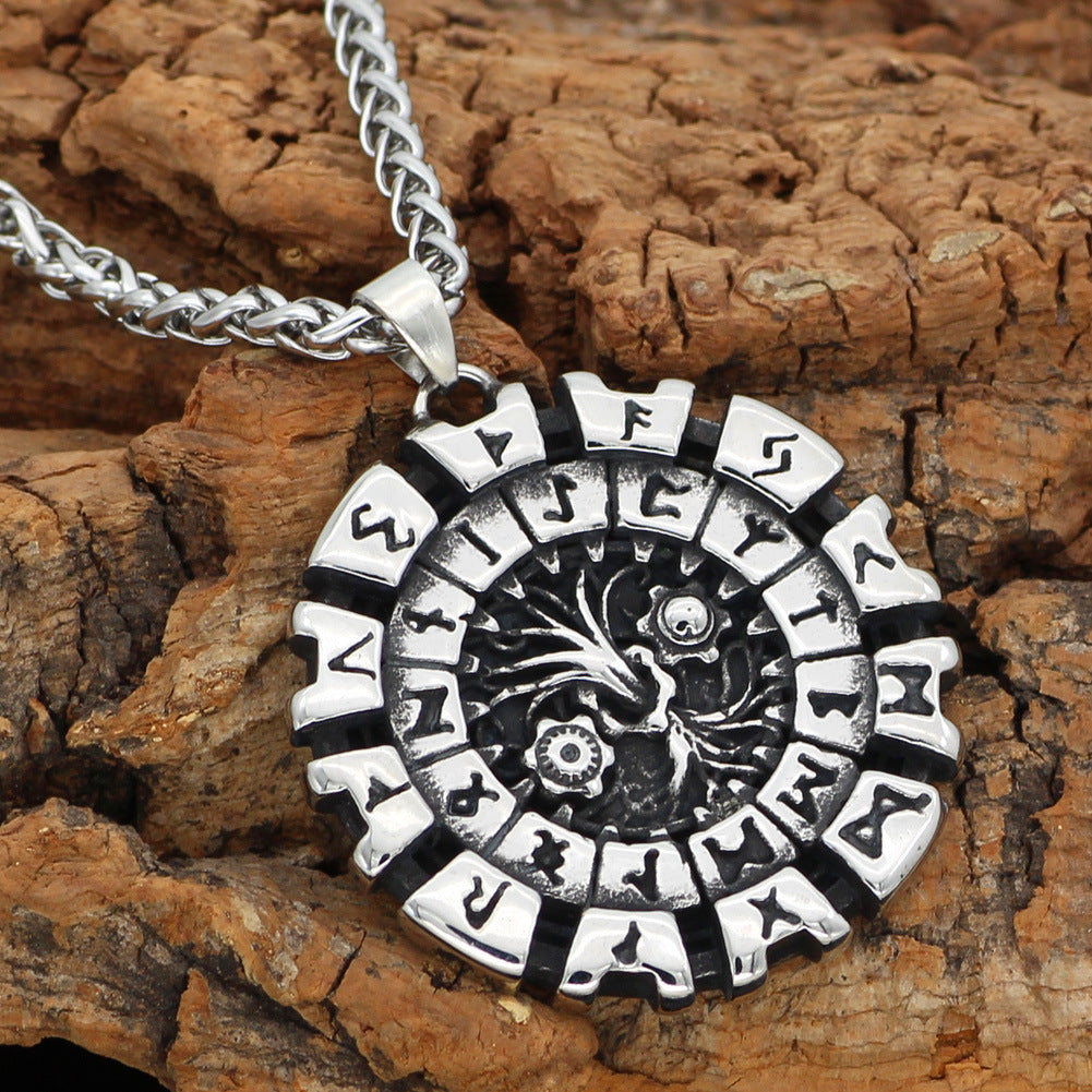 Rune Life Tree Titanium Steel Pendant Necklace