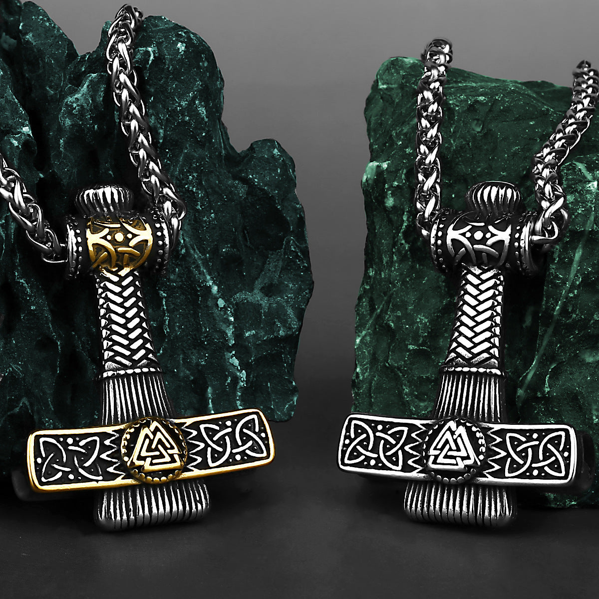 Thor's Hammer Necklace with Intricate Knotwork: A Symbol of Strength and Resilience