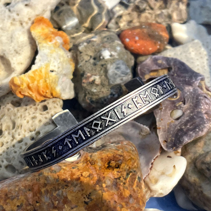 Vintage Rune Etched Titanium Bracelet