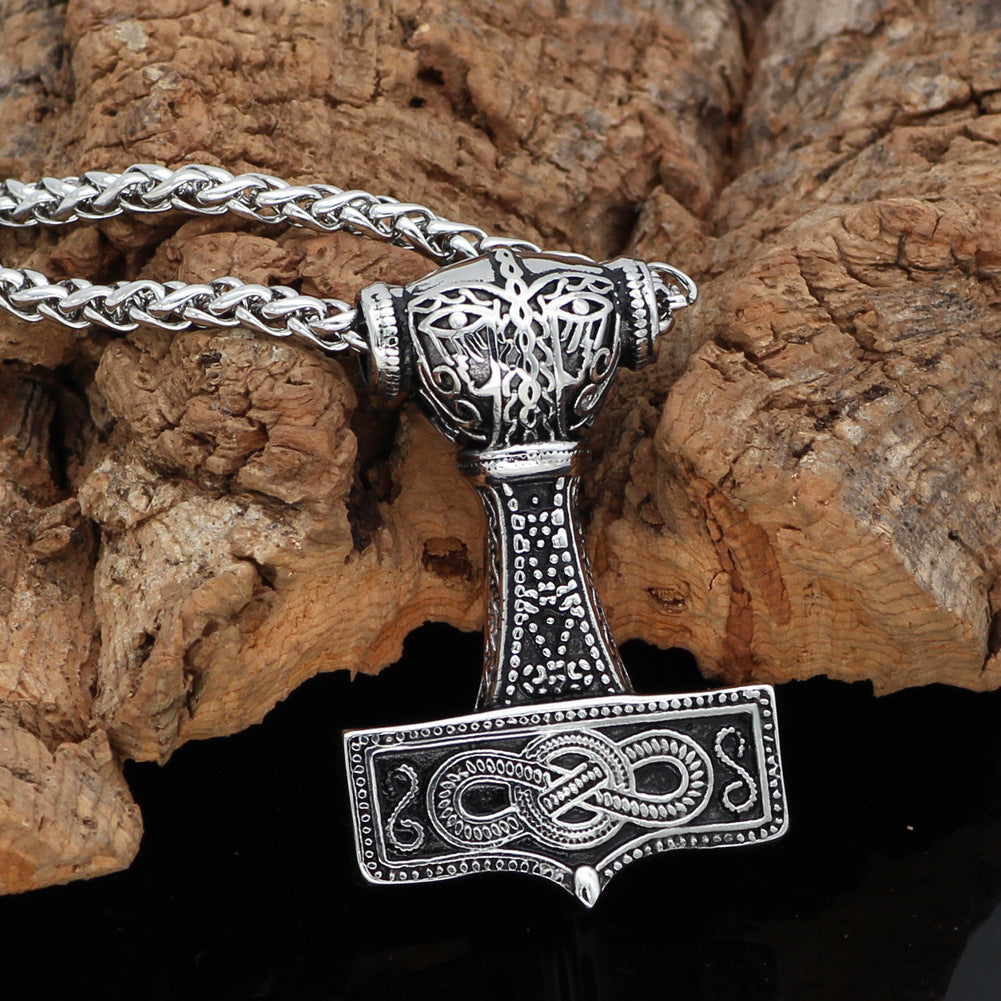 Stainless Steel The Mjolnir Pendant With Knot work