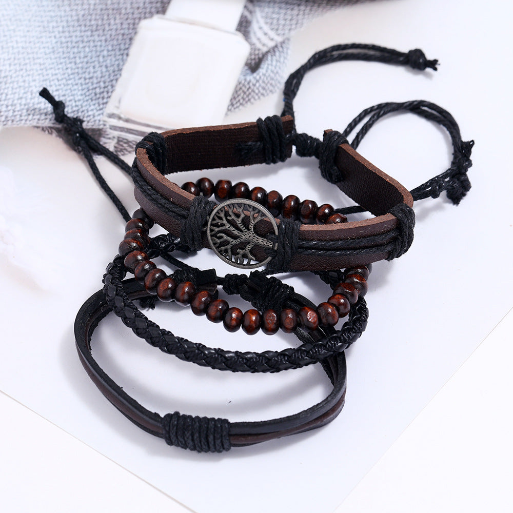 Tree of Life Leather Wrap Bracelets Set