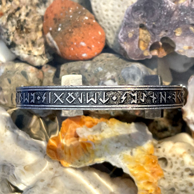 Vintage Rune Etched Titanium Bracelet